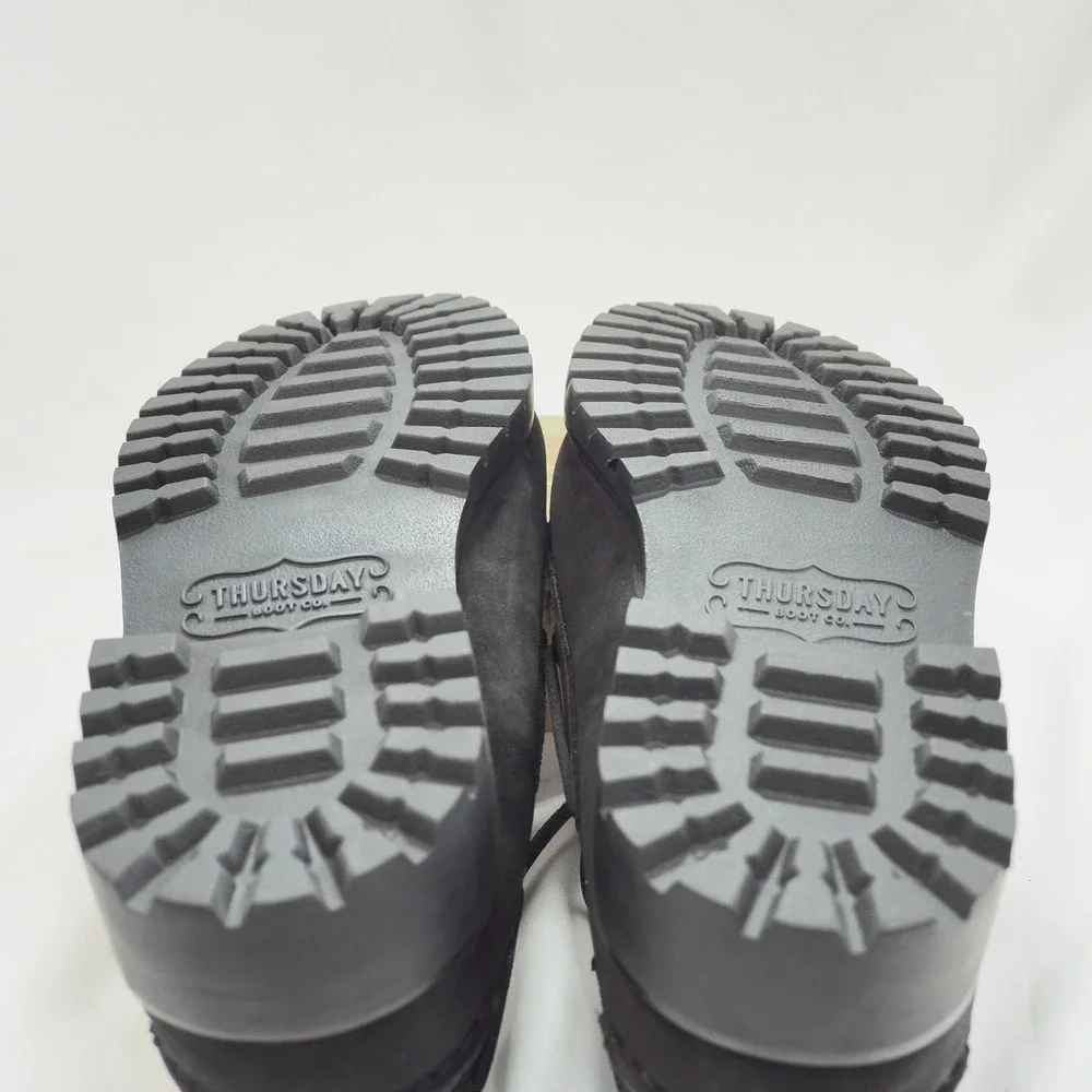 Thursday Boot Co Handsewn Loafer Men 9.5 Black Matte Leather Boat Shoe Lug Sole